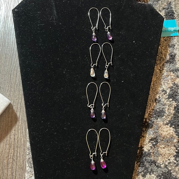 ❤️‍🔥BOGO FREE Handmade Boutique Silver Purple Charm Dangle Drop Earrings - Picture 3 of 5